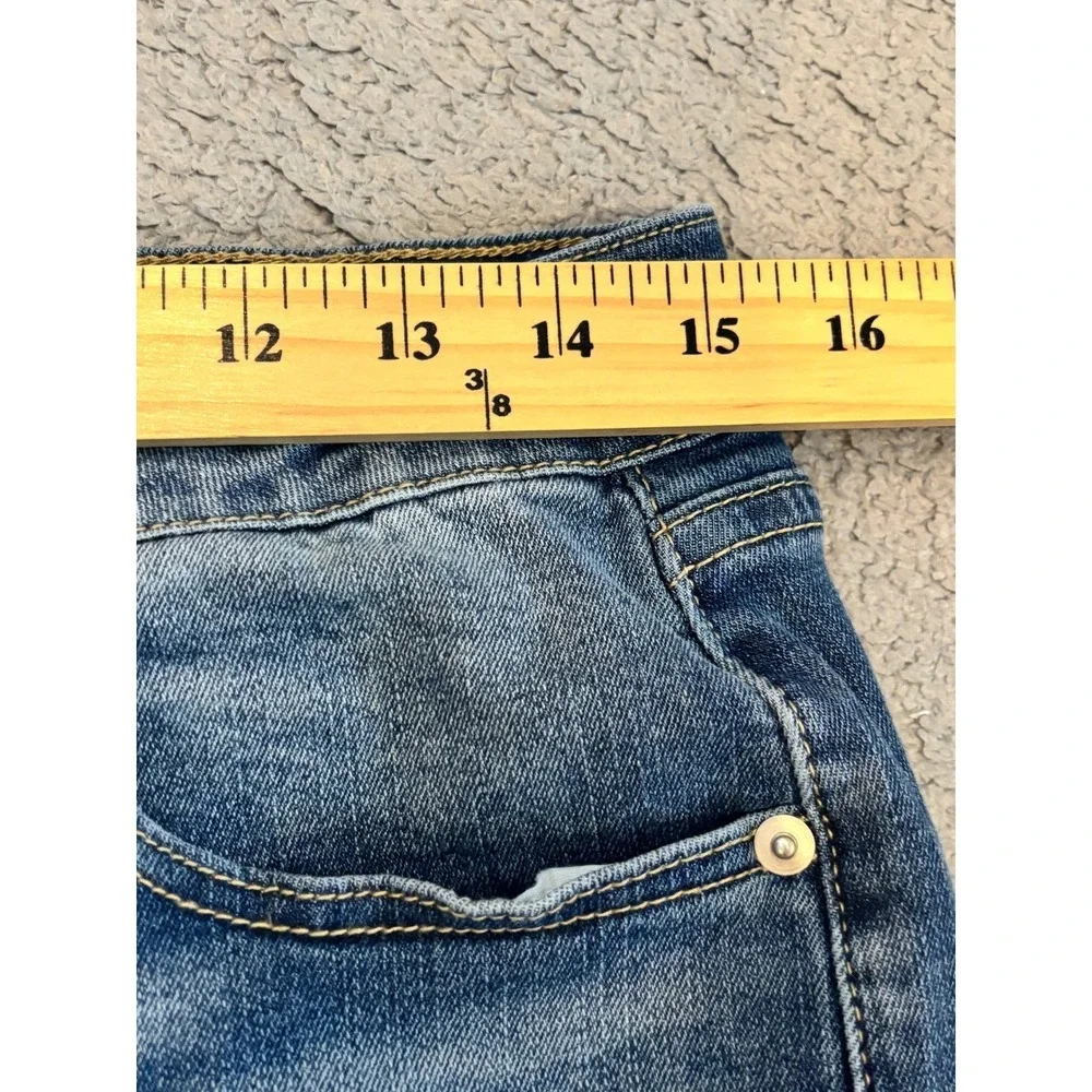 Flamingals Flare Leg Jeans Womens Size L Blue Denim Flap Pocket High Rise